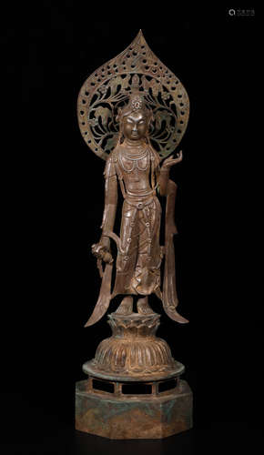 Tang Pure Silver Standing Figure of Guanyin