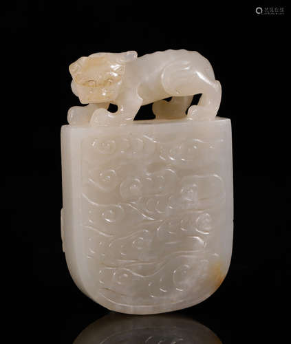 Qing Hetian Jade 'Dragon And Kylin' Plaque