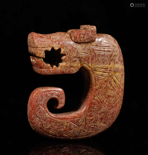 Shang Archaid Jade Carved Dragon