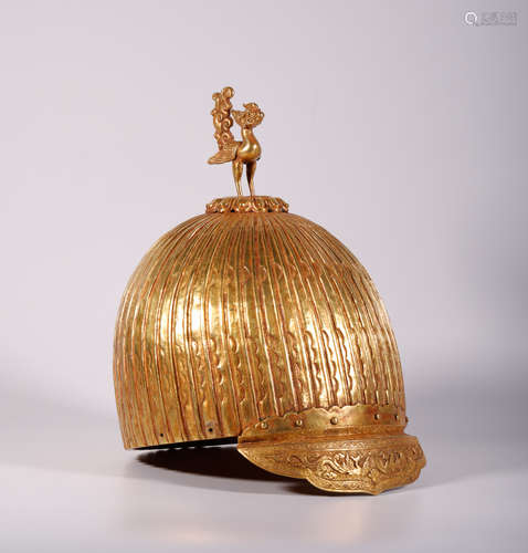 A Liao Gilt-Bronze 'Phoenix' Helmet