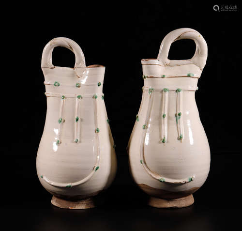 Pair Liao Painted White Vase