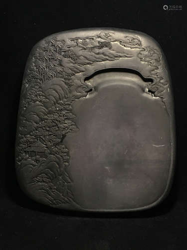 A DUAN STONE CARVED AUSPICIOUS PATTERN INK SLAB