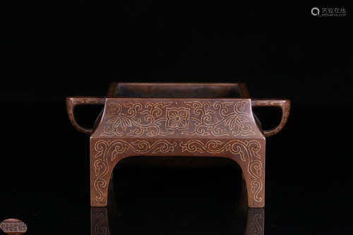 A BRONZE CASTED WRAPPED FLOWER PATTERN CENSER