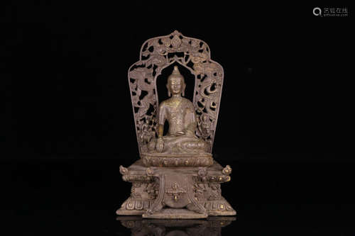 A BRONZE CASTED SAKYAMUNI BUDDHA