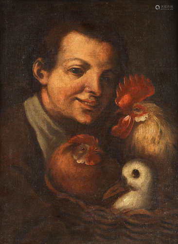 A boy with a basket of poultry Follower of Vincenzo Campi(Cremona 1532-1591)