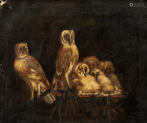 A parliament of owls in a nest Circle of William Tomkins A.R.A(London 1730-1792)