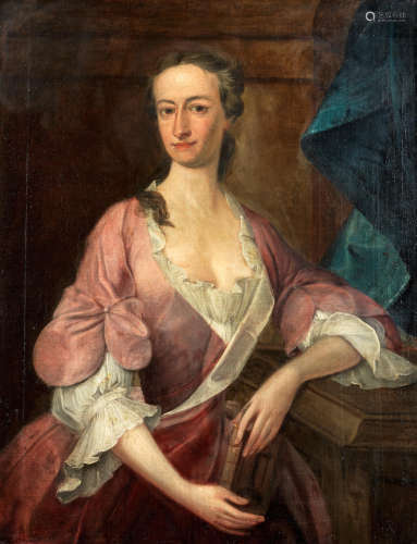 Portrait of a lady, half-length, in a pink dress Follower of Charles Jervas(Dublin circa 1675-1739 London)