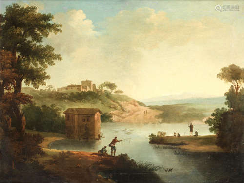 A river landscape with travellers before a fortified village; and A river landscape   (2) Circle of Paolo Anesi(Rome circa 1700-circa 1761)