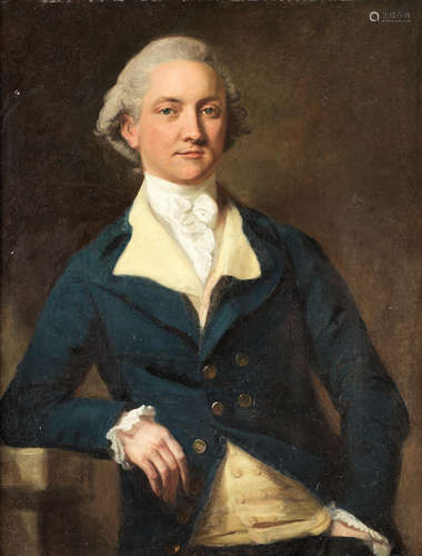 Portrait of a gentleman, three-quarter-length, in a blue coat and a buff waistcoat Circle of Daniel Gardner(Kendal circa 1750-1805 London)