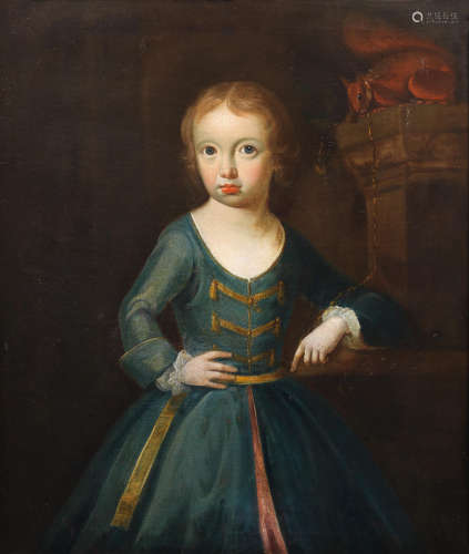 Portrait of a girl, traditionally identified as Anne-Marie Cornwall (1711-1741), three-quarter-length, in a blue dress with a squirrel Follower of Sir Godfrey Kneller(Lübeck 1646-1723 London)