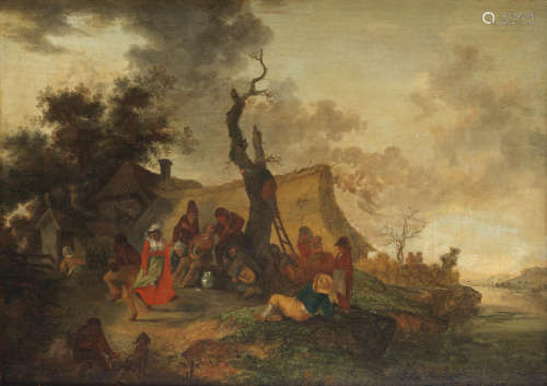 Figures merrymaking in a landscape After Philips Wouwerman18th Century