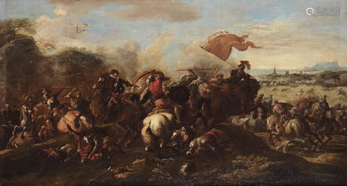 A cavalry skirmish between Turks and Christians Francesco Monti, called il Brescianino(Brescia 1646-1703 Parma)