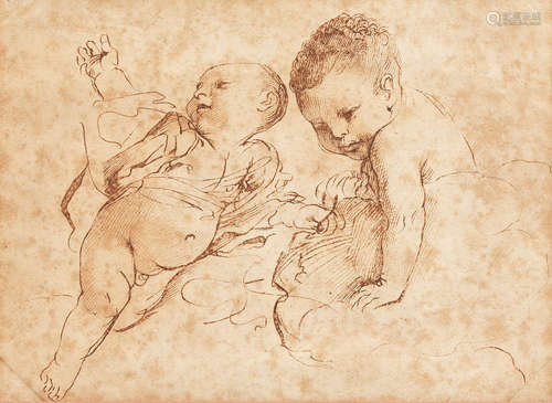 Studies of drapery together with two other drawings, all unframed (3) Italian School16th Century