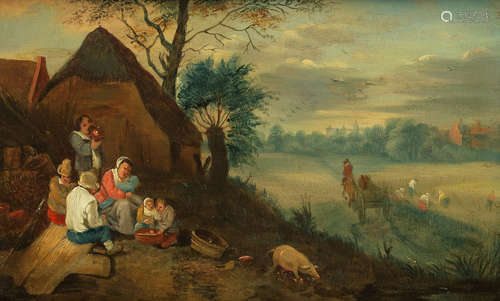 Peasants outside an inn, before a river; and Peasants resting in a landscape  (2) Circle of Theobald Michau(Tournai 1676-1765 Antwerp)