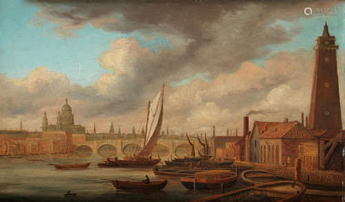 A view of the Thames with Westminster Bridge and Saint Paul's beyond and the Shot Tower, Lambeth in the foreground Daniel Turner(England, active 1782-1801)