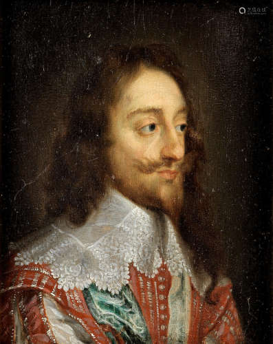 Portrait of King Charles I, bust-length, in a scarlet slashed doublet After Sir Anthony van Dycklate 17th Century