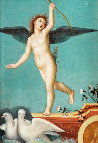 A cupid with two doves Follower of Pietro Vannucci, called il Perugino(Castello della Pieve circa 1450-1523 Fontignano)