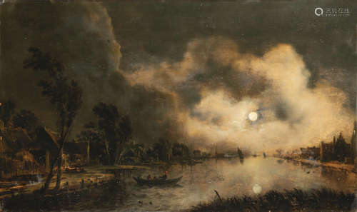 A moonlit river landscape Circle of Aert van der Neer(Amsterdam 1603-1677)