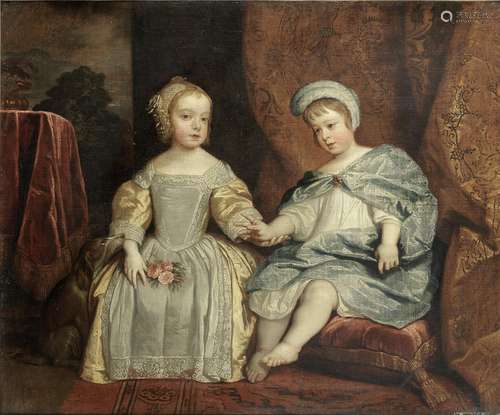 Portrait of two children, traditionally identified as the future King Charles II (1630-1685) and Mary, Princess Royal and Princess of Orange (1631-1660) Circle of Sir Anthony van Dyck(Antwerp 1599-1641 Blackfriars)