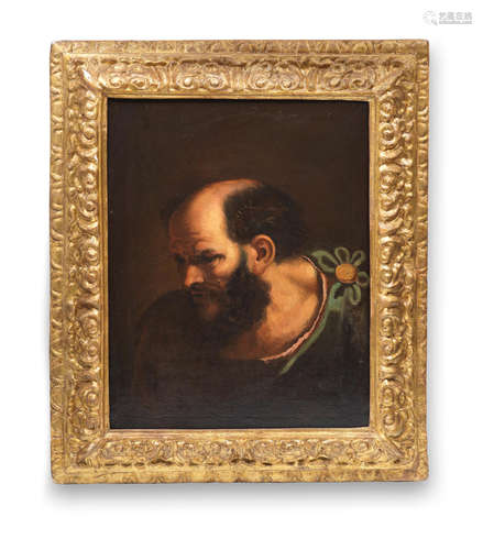 A philosopher, identified as Empedecles in a carved and gilt wood frame Attributed to Antonio Carneo(Concordia 1637-1692 Portogruaro)