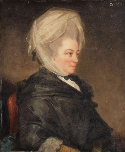 Portrait of Lady Northampton, half-length, in black, seated in a red chair John Downman(Denbighshire 1750-1824 Wrexham)