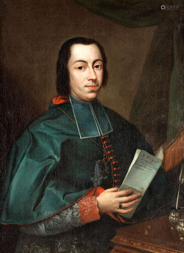 Portrait of Francesco Agostino della Chiesa, Bishop of Vigevano (born 1717), bust-length, holding a letter Davide Loreti(active Fabriano circa 1760)