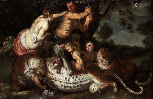 Leopards with a satyr, nymph and putti After Sir Peter Paul Rubens18th Century