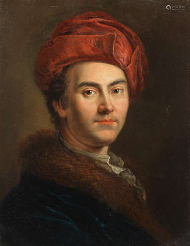 Portrait of a man, bust-length, wearing a fur-trimmed coat and red turban Anton van Maron(Vienna 1733-1808 Rome)