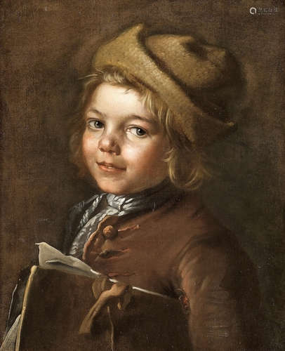 Portrait of a boy with a book under his arm French School18th Century