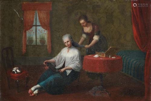 An interior with a lady at her toilet Circle of The Master of the Reflessi(active Italy, 18th Century)