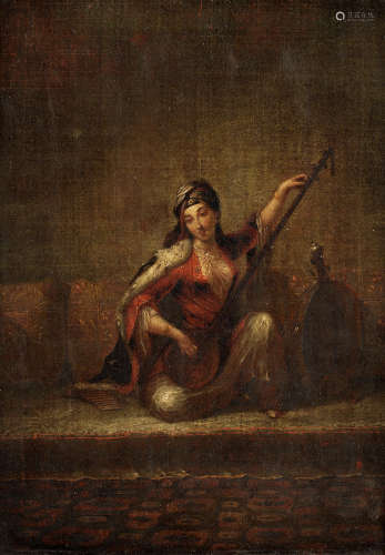 A Turkish woman playing a tanbur in an interior Circle of Jean-Baptiste Vanmour(Valenciennes 1671-1737 Constantinople)