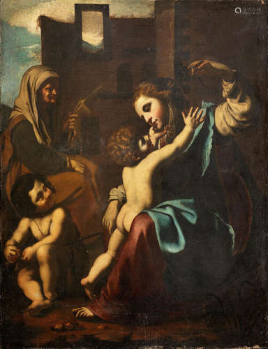 The Madonna and Child with Saint Elizabeth and the Infant Saint John the Baptist unframed Studio of Antiveduto Grammatica(Rome 1571-1626)