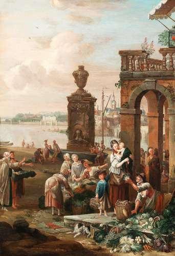 Market stalls at a port Louis Nicolas van Blarenberghe(Lille 1716-1794 Fontainebleau)