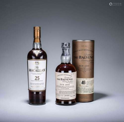 麥卡倫 Macallan 25年 純麥蘇格蘭威士忌 原味經典系列 一瓶、百富Balvenie 1858號桶單一純麥威士忌 一瓶