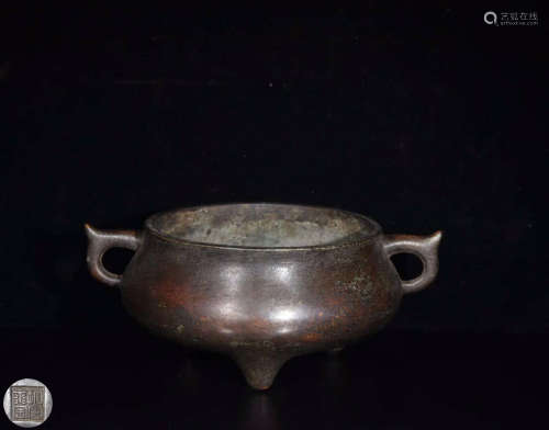 A BRONZE CHILONG CENSER WITH MARK