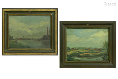 COCKX PHILIBERT (1879 - 1949) pendant olieverfschilderijen op paneel : 