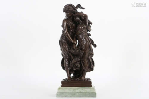 MOREAU MATHURIN (1822 - 1912) antieke dubbelsculptuur in brons met twee meisjes en [...]