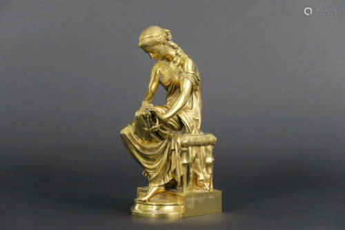AIZELIN EUGÈNE ANTOINE (1821 - 1902) antieke sculptuur in brons met goudpatine : [...]