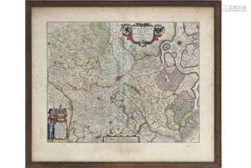Antieke ingekleurde kaart van Vlaanderen - 41 x 52,5 - - antique coloured print [...]