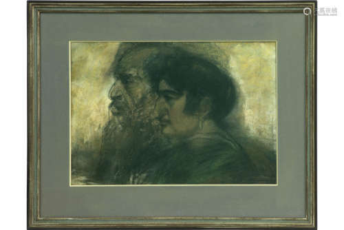 VAN MIEGHEM EUGÈNE (1875 - 1930) pastel met een typisch uitgewerkt thema : 