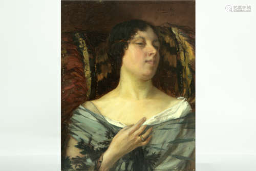 DUMOULIN ALBERT (1871 - 1935) olieverfschilderij op paneel getiteld 