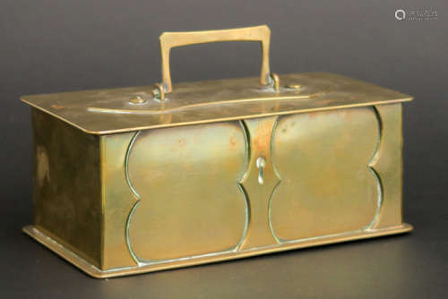 Antiek geldkistje in koper - ca 1880 - - antique money box in brass -