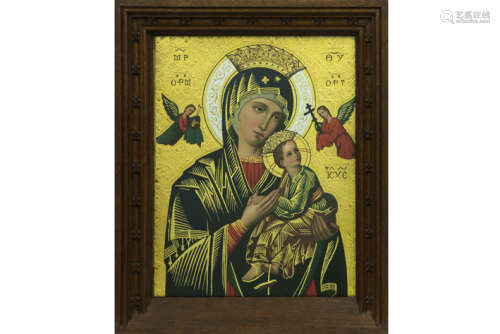 Laat negentiende eeuwse ikoon met de voorstelling van Maria met kind - 46 x 37 - [...]