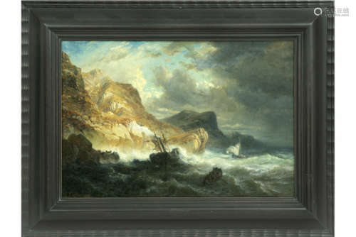 LEHON HENRI (1809 - 1872) olieverfschilderij op doek met een sfeervol uitgewerkt [...]