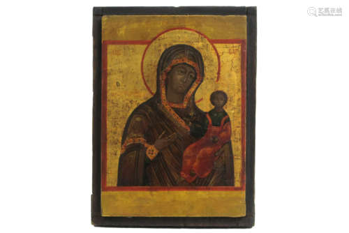 RUSLAND - 18° EEUW ikoon met de voorstelling van Moeder Gods Hodigetria, de [...]