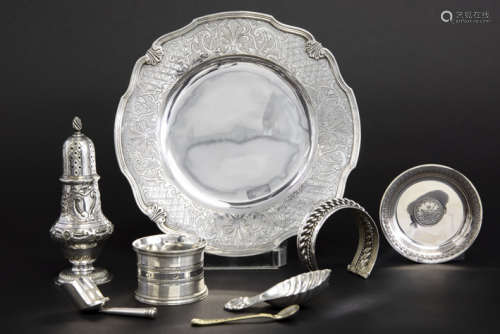 Lot (8) massief zilver met een bord, strooier, ... - gewicht : 537 gram - - 7 [...]