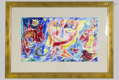 PEDERSEN CARL-HENINING (1913 - 2007) olieverfschilderij op doek met een ontwerp van [...]