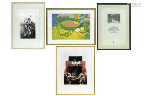 Lot (4) moderne grafiek met oa een werk van Guido Mariman - - four 20th Cent. [...]