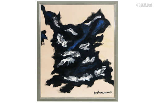 WOLVECAMP THEO (1925 - 1992) olieverfschilderij op papier (op doek) met een abstracte [...]
