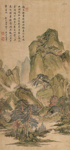 王翚（1632～1717）（款）  青绿山水 镜片 设色绢本